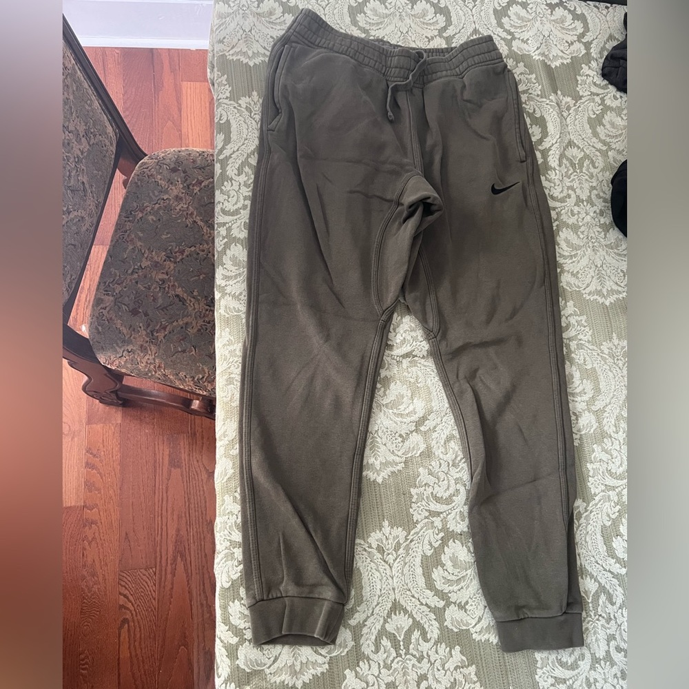 Army green nike joggers